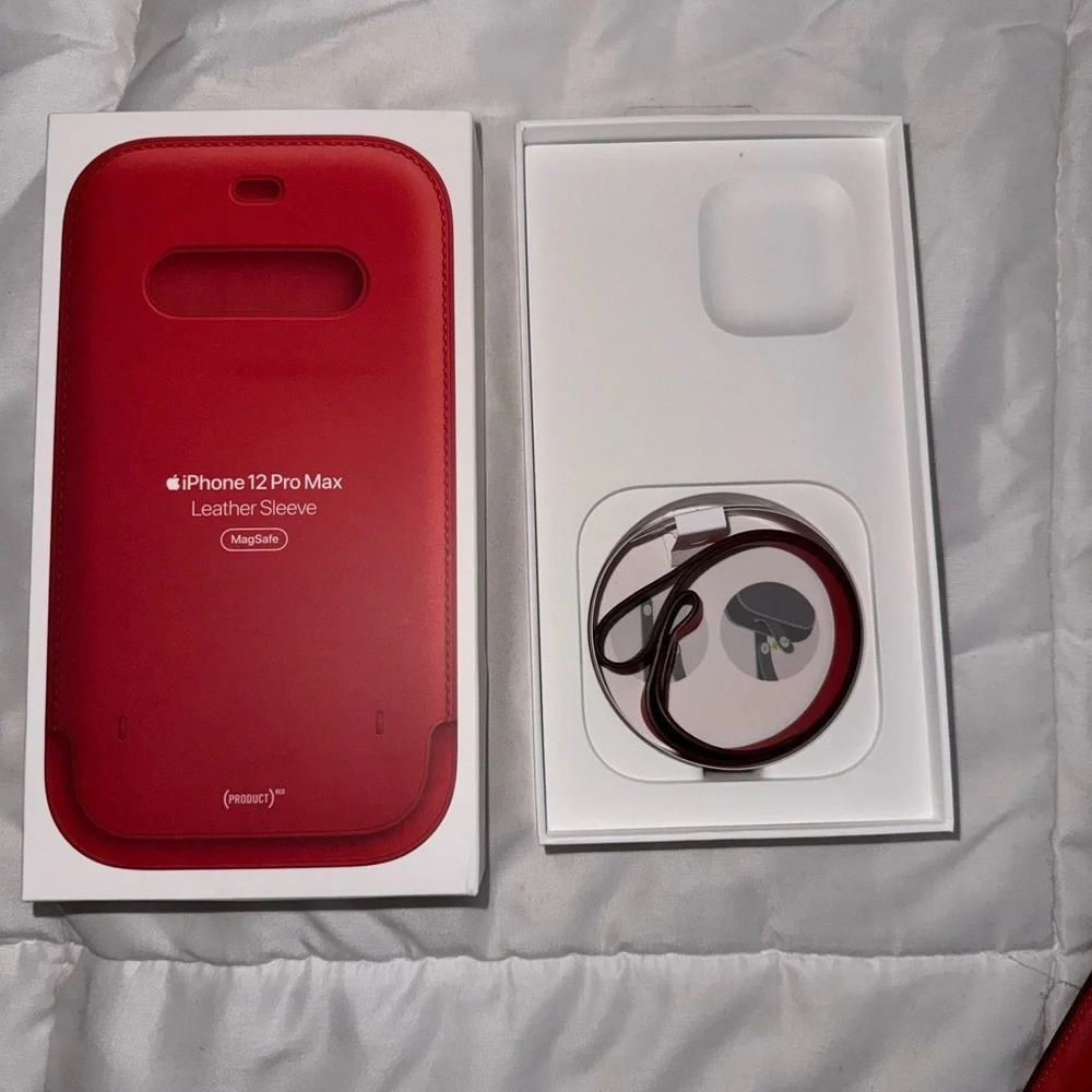 Apple iPhone 12 Pro Max Leather Sleeve Set - Blue, Red, Brown